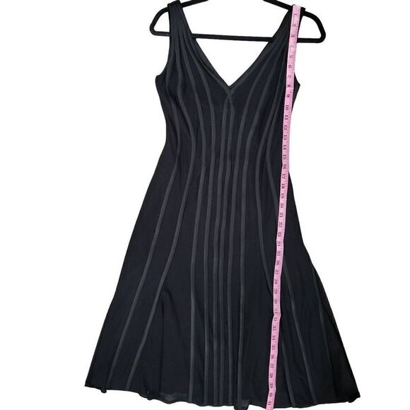 Tadashi Shoji Illusion Dress Cocktail Flare Midi Size XS‎ Plunged Back - Picture 10 of 10